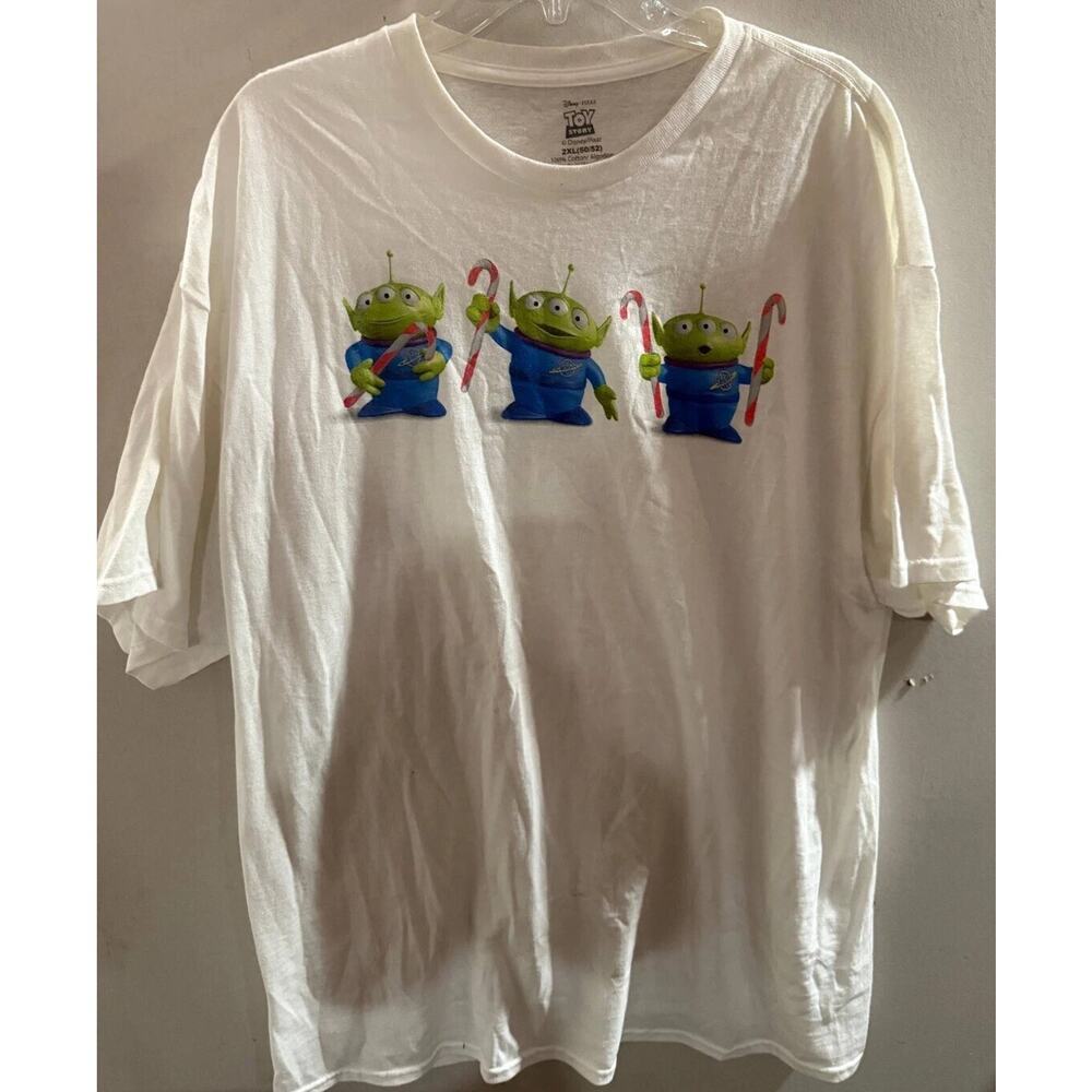 Disney Pixar Toy Story T Shirt Mens 2XL White Aliens Graphic Crew Neck Pullover